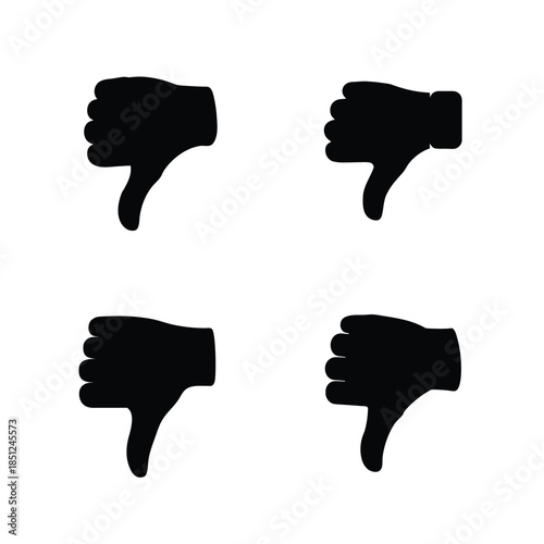 Multiple black thumbs down icons on a white background representing disapproval