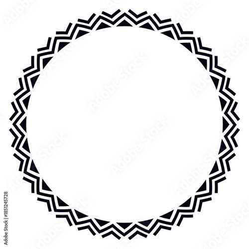 Intricate african tribal circle frame in black and white, ideal for cultural art and design projects.
