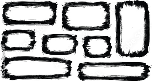 Grunge stencil frames with spray painted frame, grunge splatter. Spray stencil frame collection. Blank grunge frames set with aerosol paint texture.