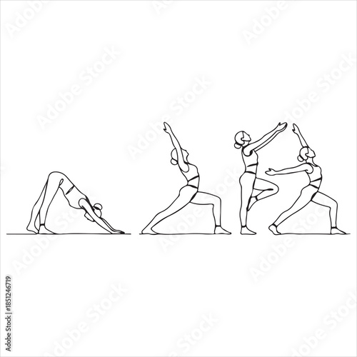 Yoga Poses Line Art Illustration themes