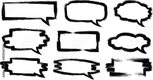 Grunge stencil frames with spray painted frame, grunge splatter. Spray stencil frame collection. Blank grunge frames set with aerosol paint texture.