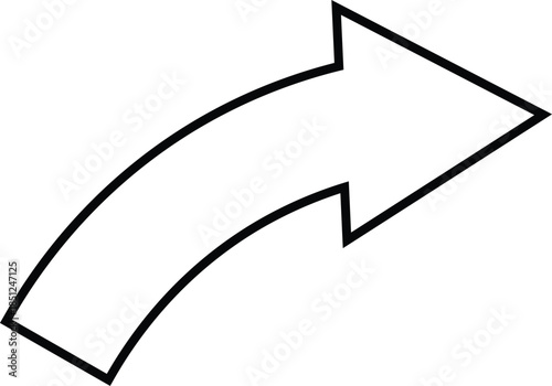 A simple black and white curved arrow pointing towards the upper right silhouette