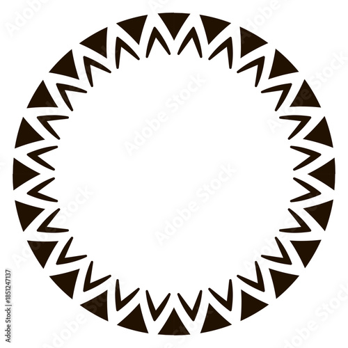 Detailed tribal circle frame with african-inspired patterns, ideal for artistic and decorative uses.