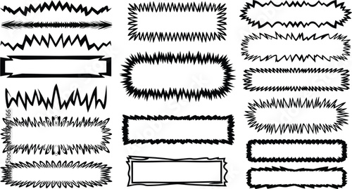 Vector doodle frames collection, decorative borders and picture frames, hand drawn frame set, black lines