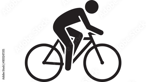 Cyclist Silhouette in Dynamic Pose with Simple Design on White Background for Sports Icon