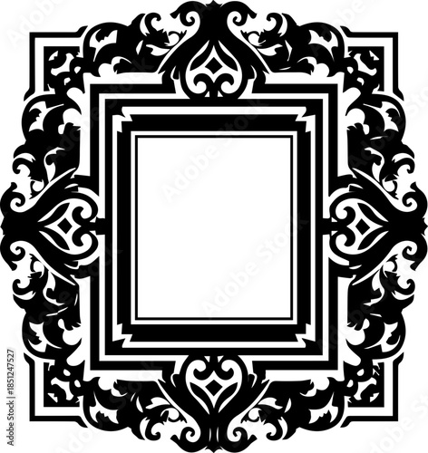 Elegant flourish frame with vintage style, perfect for invitations, logos or decorative designs, adding a touch of classic beauty and timeless appeal