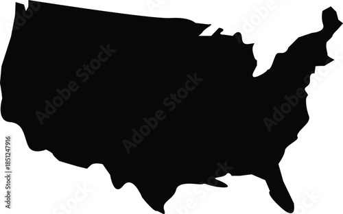 A striking black silhouette of the continental united states map illustration silhouette
