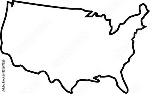 Simple black and white outline of the united states map a bold silhouette