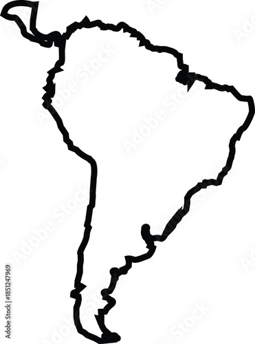 South american continent outline in black and white a striking geographical silhouette