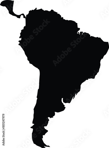 A dark outline depicting the landmass of south america a striking silhouette