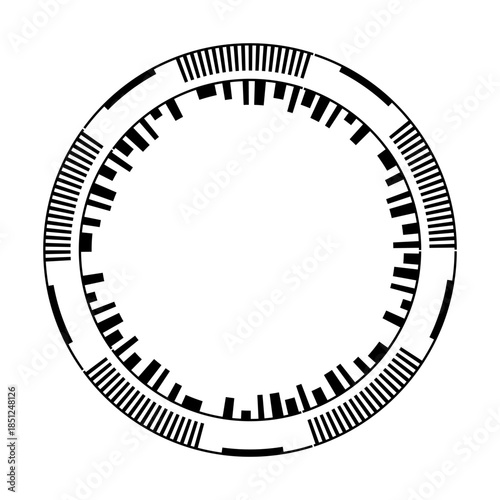 A detailed, futuristic circular frame design, perfect for enhancing modern visuals and tech-inspired projects.