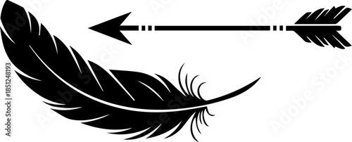 Elegant arrow with feather design for creative projects, inspiring adventure and free spirit themes, perfect for crafts, tattoos, and boho chic designs