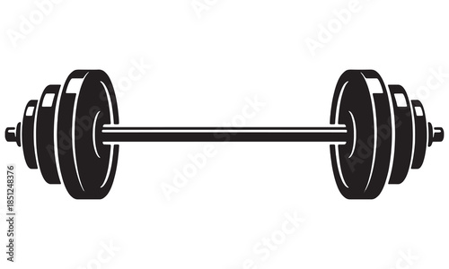 Heavy Barbell with Weight Plates Vector Icon Illustration