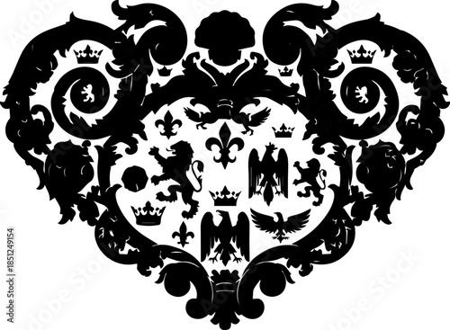 Elegant heraldic crest design with ornate details, perfect for royal branding, historical projects, or adding a touch of classic distinction to your designs