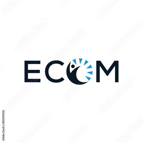 ecom font text logo design, human people graphic icon concept