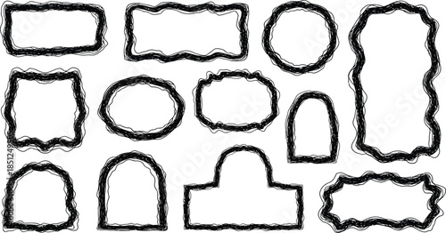 Grunge stencil frames with spray painted frame, grunge splatter. Spray stencil frame collection. Blank grunge frames set with aerosol paint texture.