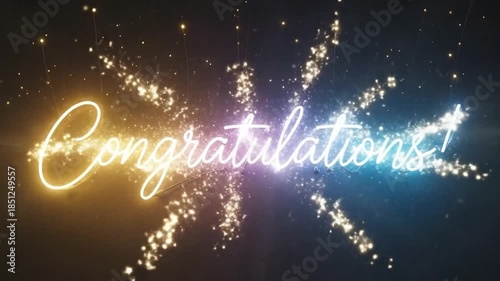 Wallpaper Mural Celebratory Fireworks Display with Bright Congratulations Text Animation Torontodigital.ca
