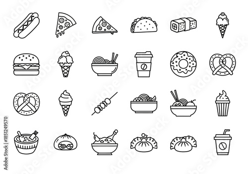 Collection of assorted food icons in a grid layout