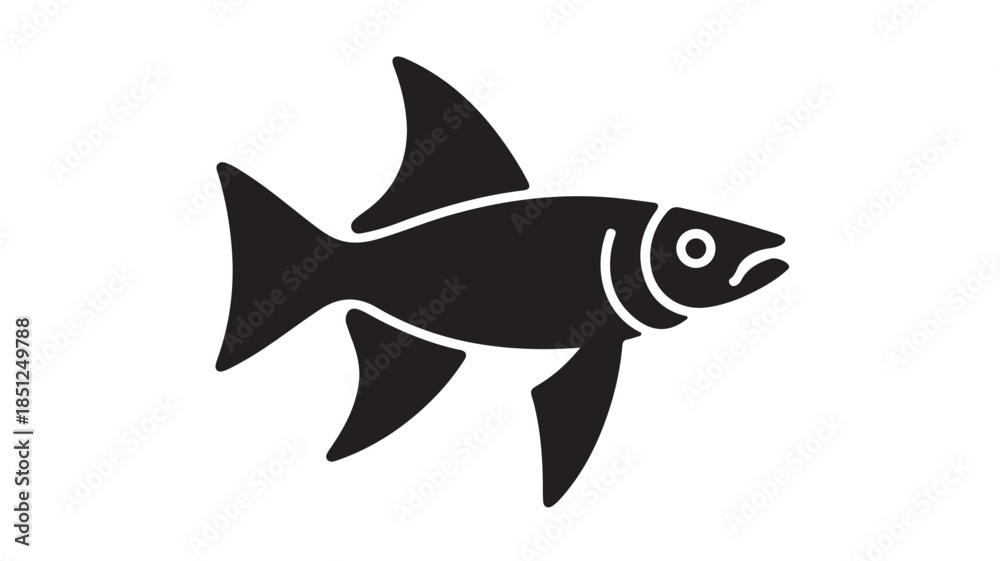 Fototapeta premium Black Fish Silhouette in Simple Modern Design with White Background for Logo or Icon