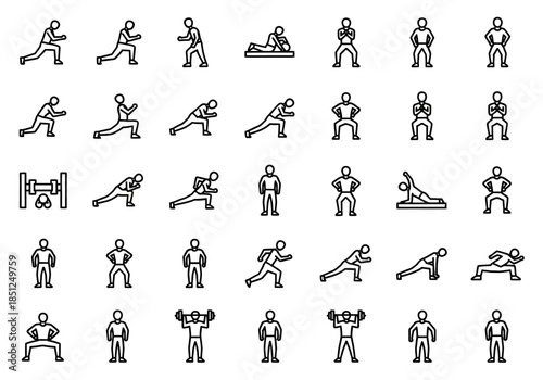 Various athletes engaging in different sports and fitness activities depicted in simple illustrations