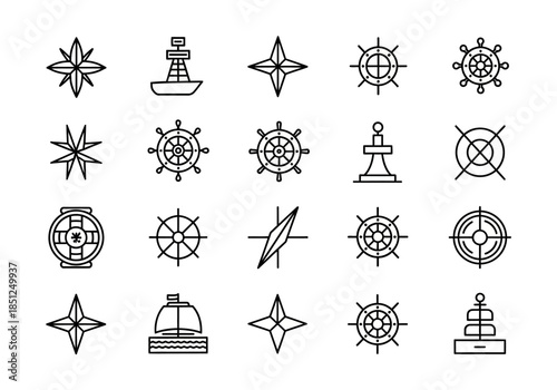 A collection of navigation symbols and icons displayed on a white background