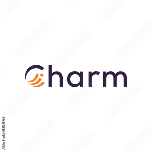 charm text logo, squid octopus graphic icon vector template