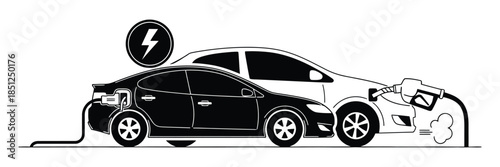 Electric vehicle charging station illustration