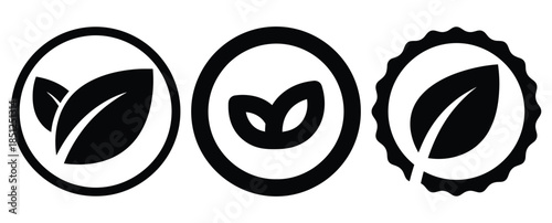 Black silhouette organic food label modern vector icon set on transparent background