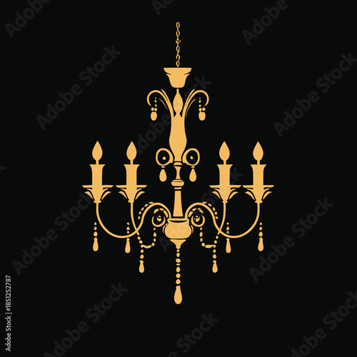 Elegant golden chandelier with intricate design details