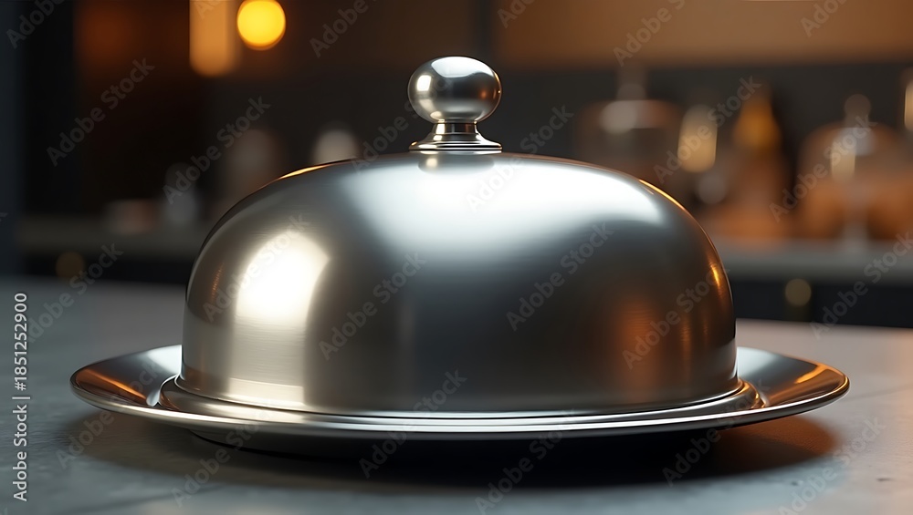 Fototapeta premium Shiny silver dome on a tray