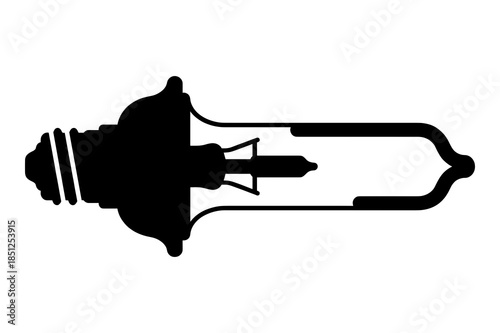 Silhouette of a halogen automotive headlight bulb showing internal filament structure for vehicle repair parts