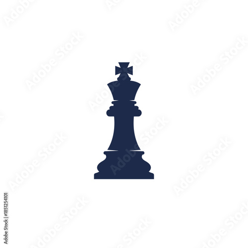Elegant chess king piece silhouette on white background