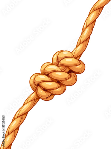 Decorative rope knot illustration isolated on white background, minimal nautical rope clipart