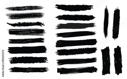 Collection of black brush strokes on white background