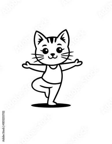 Zen Meditating Cats: Cartoon Doodle Outline Seamless Vector Pattern, Background of Cats in Yoga Pose, Namaste Vibes for Serenity
