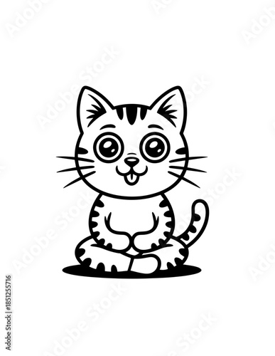 Zen Meditating Cats: Cartoon Doodle Outline Seamless Vector Pattern, Background of Cats in Yoga Pose, Namaste Vibes for Serenity
