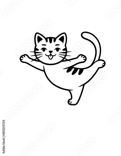 Zen Meditating Cats: Cartoon Doodle Outline Seamless Vector Pattern, Background of Cats in Yoga Pose, Namaste Vibes for Serenity
