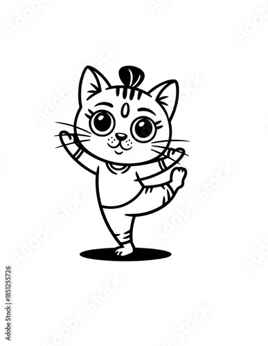 Zen Meditating Cats: Cartoon Doodle Outline Seamless Vector Pattern, Background of Cats in Yoga Pose, Namaste Vibes for Serenity
