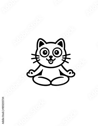 Zen Meditating Cats: Cartoon Doodle Outline Seamless Vector Pattern, Background of Cats in Yoga Pose, Namaste Vibes for Serenity
