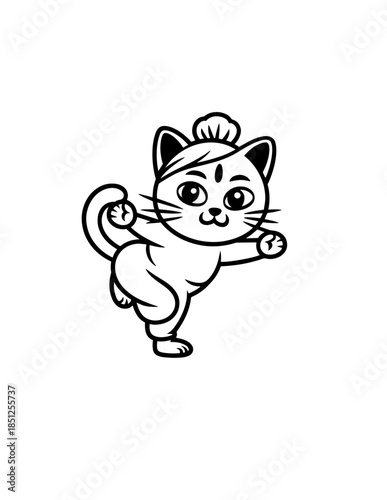 Zen Meditating Cats: Cartoon Doodle Outline Seamless Vector Pattern, Background of Cats in Yoga Pose, Namaste Vibes for Serenity
