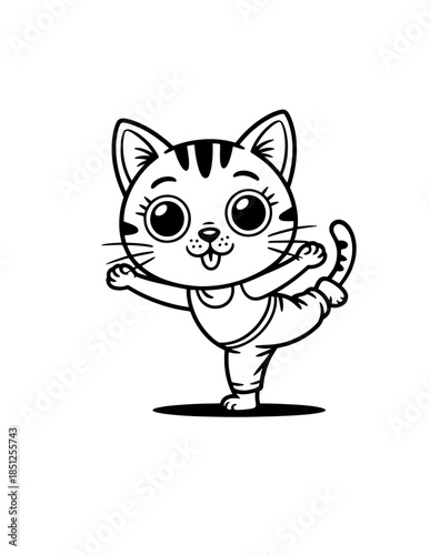 Zen Meditating Cats: Cartoon Doodle Outline Seamless Vector Pattern, Background of Cats in Yoga Pose, Namaste Vibes for Serenity
