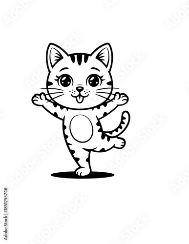 Zen Meditating Cats: Cartoon Doodle Outline Seamless Vector Pattern, Background of Cats in Yoga Pose, Namaste Vibes for Serenity
