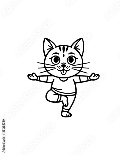 Zen Meditating Cats: Cartoon Doodle Outline Seamless Vector Pattern, Background of Cats in Yoga Pose, Namaste Vibes for Serenity
