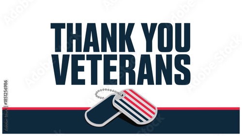 Thank You Veterans Message with Dog Tags and American Flag Stripes Keywords: Thank you veterans, veterans day, memorial day, military, armed forces, service, sacrifice, honor, gratitude