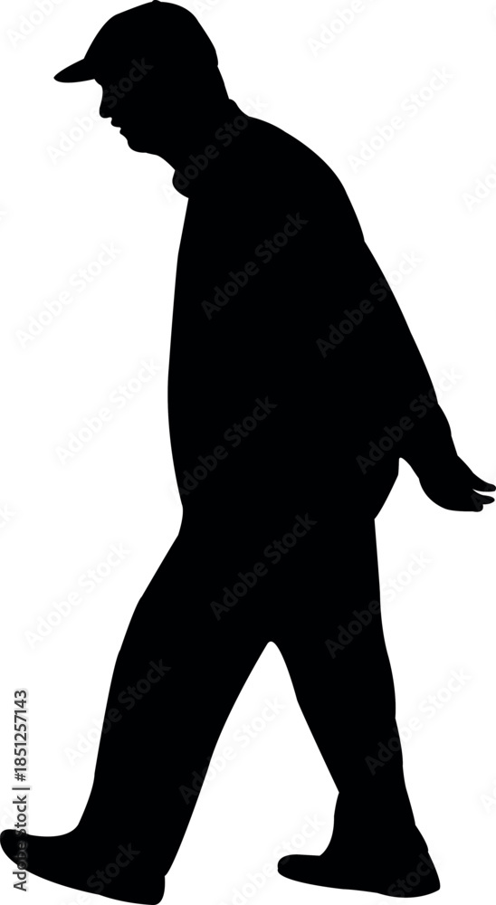 Naklejka premium an ols man walking body silhouette vector