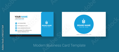 Modern Blue Business Card Template with Clean Corporate Branding Design