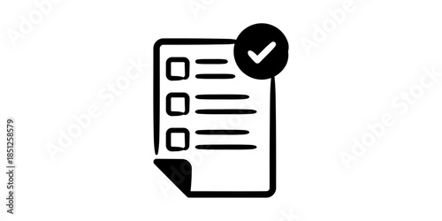 Checklist icon with completed task list on paper