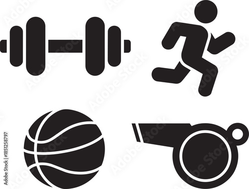Set of 4 sport workout activity icons for fitness and healthy lifestyle graphic assets