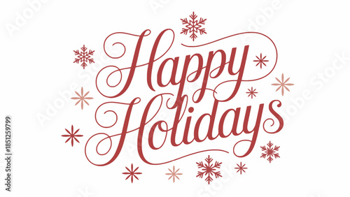 Celebrate the festive season with a beautiful 'Happy Holidays' greeting adorned with delicate snowflakes, perfect for spreading cheer