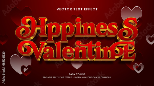 happiness valentine editable text effect 3d vector 